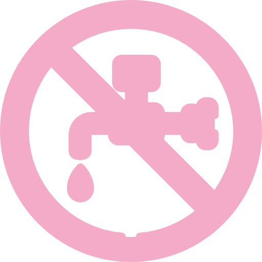 A pink sign with a picture of a water faucet.