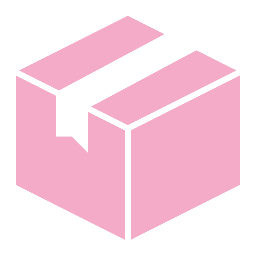 A pink box with black tape on it.